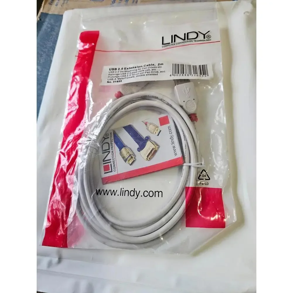 New Lindy 2m USB 2.0 Extension Cable Type A Male to Female 31655